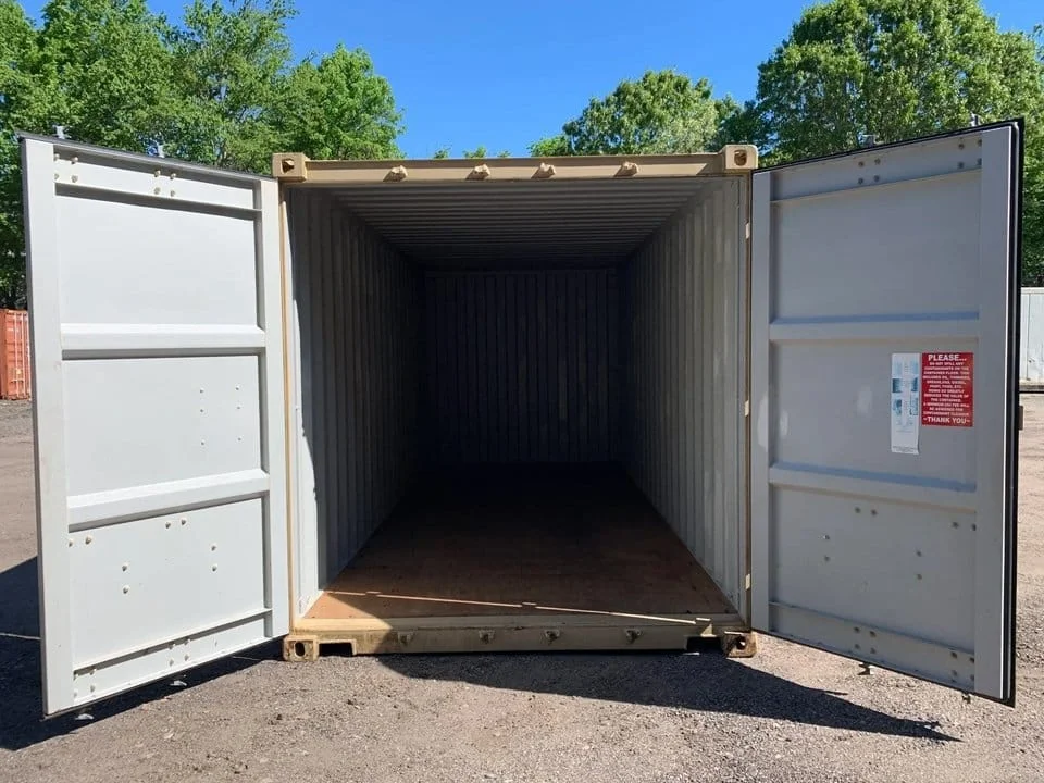 20′ x 8′ x 8.5′ Tall– Wind and Watertight Off Rent Used Shipping / Storage Container – Beige - Image 4