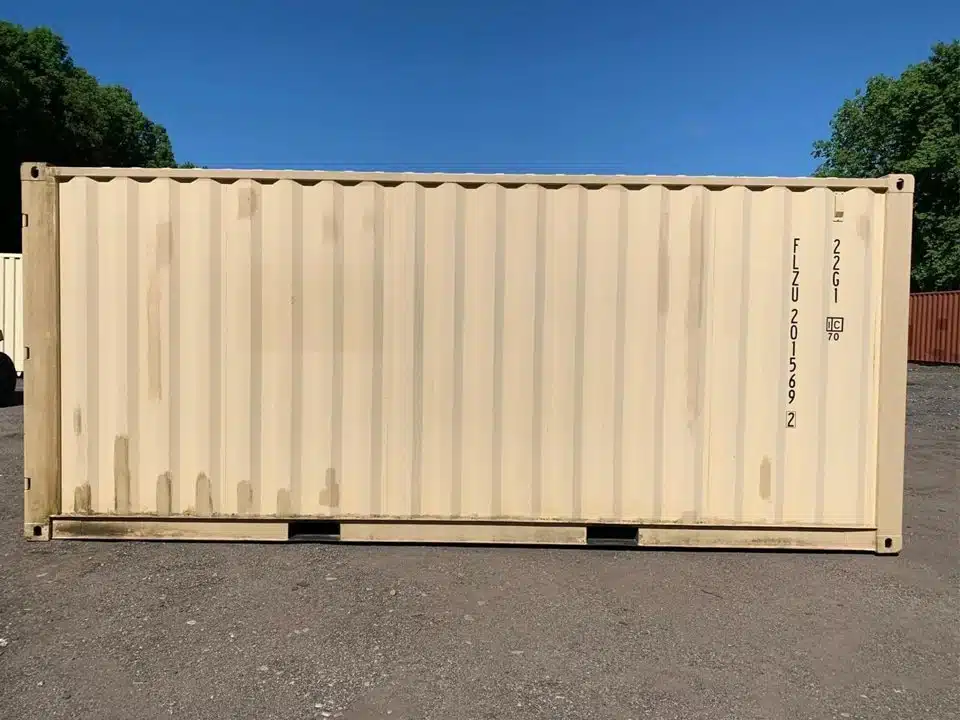 20′ x 8′ x 8.5′ Tall– Wind and Watertight Off Rent Used Shipping / Storage Container – Beige - Image 3